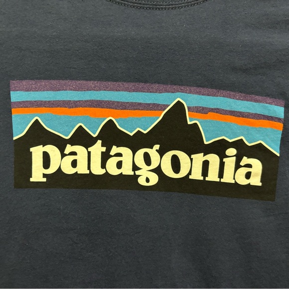 Patagonia Boys Long Sleeved Graphic Organic Cotton Shirt Navy Size L (12) - Picture 2 of 6